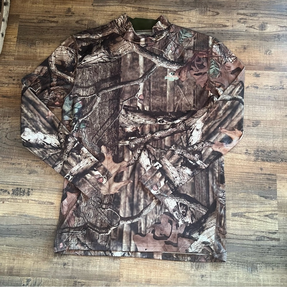 Russell Outdoors Mens Camouflage Long Sleeve Shirt Mossy Oak Break-Up Sz Medium
